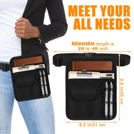 Windspeed Server Pouch with 2 Pens, Money Apron for Cash Money Pouch for Server Waitress Waist Apron Accessories with Adjustable Belt for Restaurant, Hotel, Bar, Black, 8x10 inches with adjustable