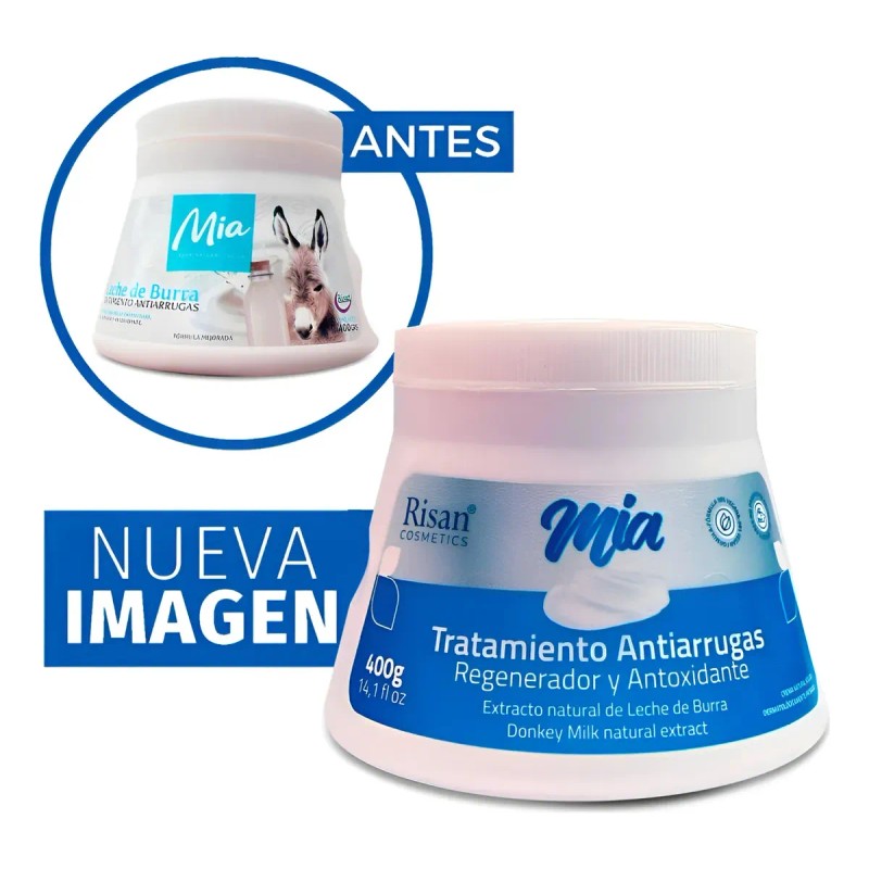 Crema Antiarrugas Regeneradora Leche De Burra 400g Risan Neutra