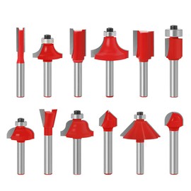Baorder 12 Piece Router Bit Set, 6 mm Shank Carbide Tipped Milling Cutter for Woodworking, Trimming, Grooving (Includes Straight Bit, Cove Bit, Chamfer Bit)