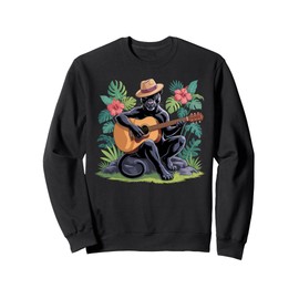 Cottagecore Aesthetic Mushroom Black Panther Playing Banjo Sweatshirt