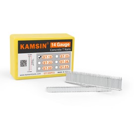 KAMSIN ST18 14 Gauge Concrete T Nails, 3/4'' (18MM) Length Collated Concrete T Nails, Galvanzied, 800 PCS/BOX, Fasteners for Pneumatic Concrete T Nailer, Air T Nail Gun
