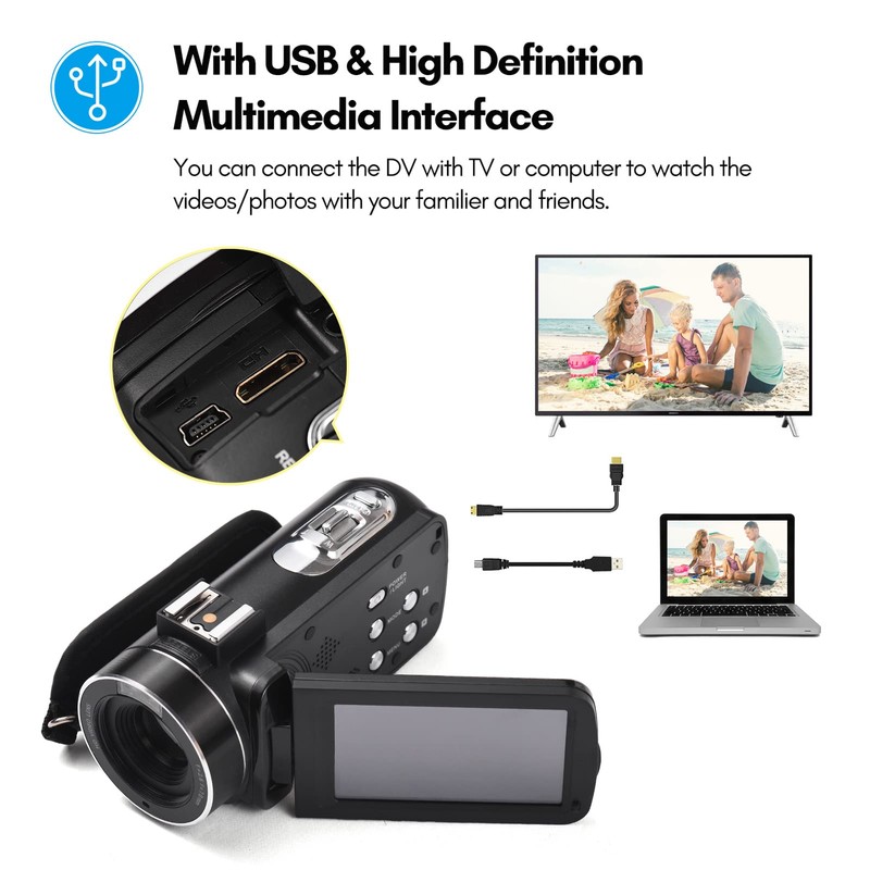 Andoer 2.7K Digital Video Camera Camcorder Recorder DV 48MP 16X