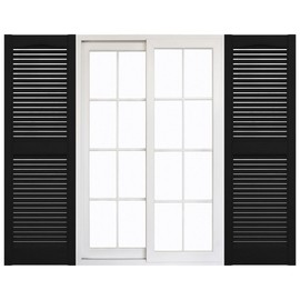 Mid America 00011248002 Standard Size Cathedral Top Center Mullion, Open Louver Vinyl Shutter, w/Installation Shutter-Lok's & Matching Screws (Per Pair), 002, 12"W x 48"H, Black