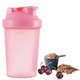 400ml Protein Shaker Bottle Shaker Cups Mixer BPA Free Gym Shaker Bottle Leakproof Mini Water Bottle With Steel Mixing Ball for Fitness Sports and Travel for Men and Women - Pink