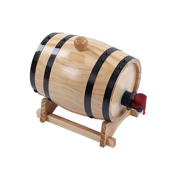Yctze Wine Pine Barrels, 1L 13x18cm Self Brewed Wine Pine Aging Barrels Stainless Steel Wooden Beer Barrels for Bar Catering Barbecue Shop