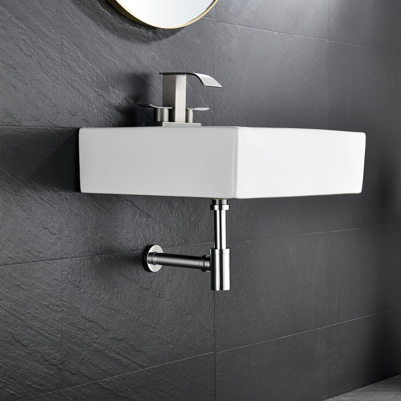 Heixutas Brass P Trap with Bathroom Sink Stopper : 1-1/4