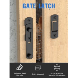 MeBantoo Sliding Barn Door Lock, Stainless Steel Safety Flip Gate Latches & Door Bolt Locks for Wine Cabinet, Bathroom, Outdoor, Garage, Garden, Closet (1, Black)