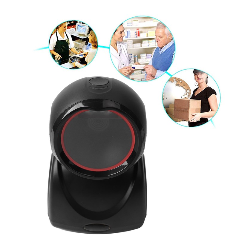 QR Barcode Scanner Omnidirectional Hands Free Automatic Sensing Barcode Scanner