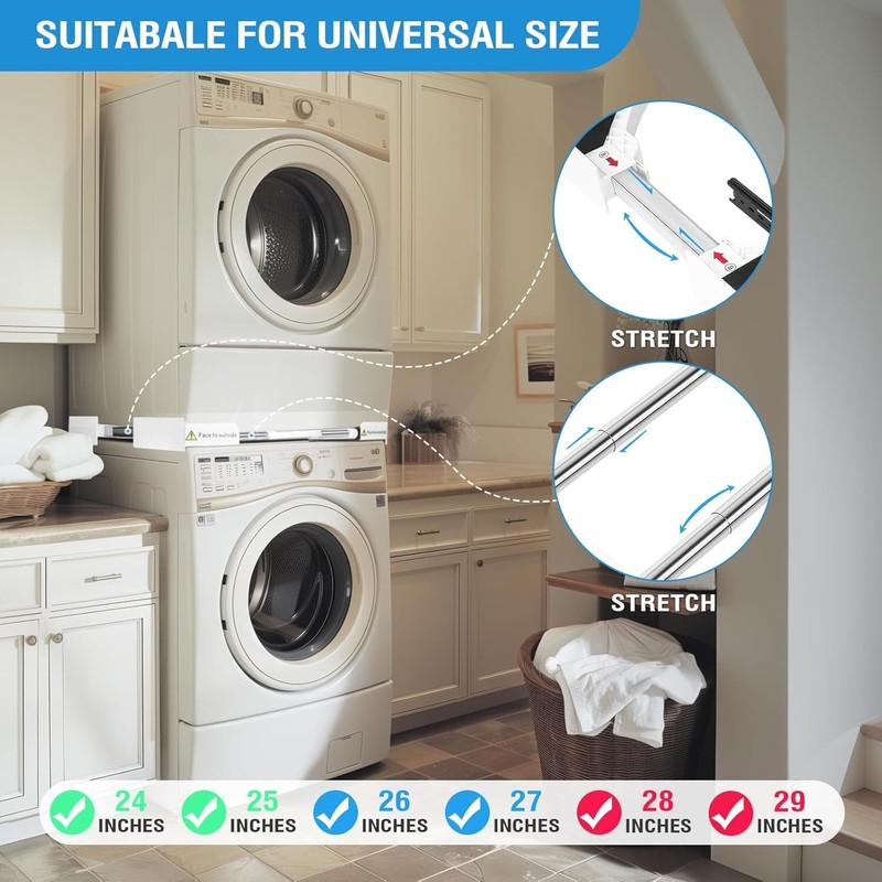 Generic Universal Washer and Dryer Stacking Kit with Pull-Out Drying