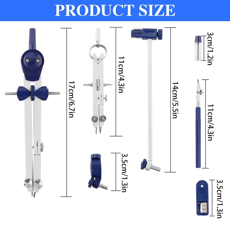 Geometry Set 7 Pcs Professional Compass Set Math Compass Drawing