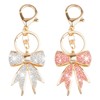 2 PCS Gold Bow Keychain with Rhinestones - Pink &