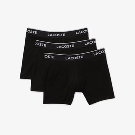 Lacoste Men's Cotton Stretch Essentials Boxer Briefs, 3-pack, Black With Black Waistbands (New), XX-Large