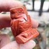 Fekuar Natural Red Jasper Owl Bird Statue, Hand Carved Reiki