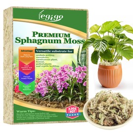 Legigo 5.3oz Natural Sphagnum Moss for Plants, 6QT Long Fiber Orchid Moss Potting Mix, Dried Sphagnum Moss for Plants Indoor, Orchid Repotting, Succulent, Carnivorous Plants, Terrarium and Reptiles
