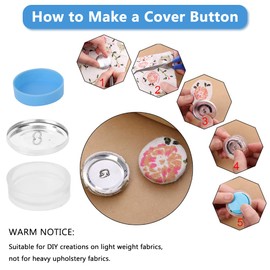 Watris Veiyi Cover Button Kit, Fabric Covered Button Kit, Flat Back Button Covers Kit, Buckle Making Tool for DIY Handmade Crafts(40mm)