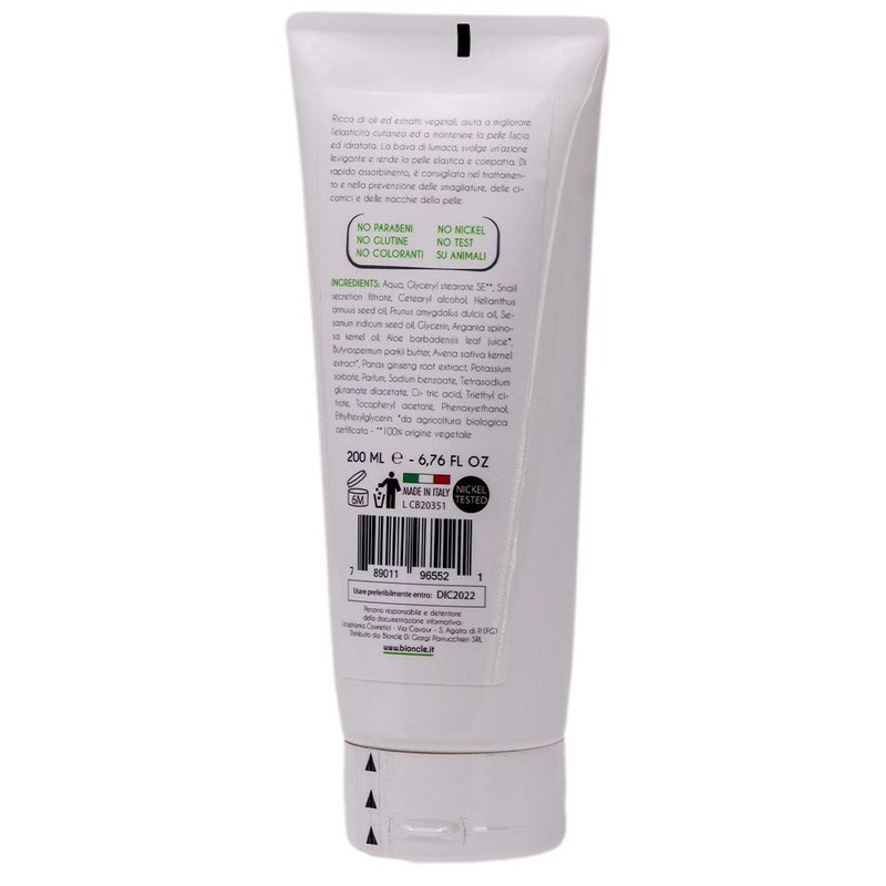 Bionclé Körpercreme Schneckenschleim, feuchtigkeitsspendende Körpercreme, biologisch, zertifiziert, nickelfrei/getestet, Effekt glatte