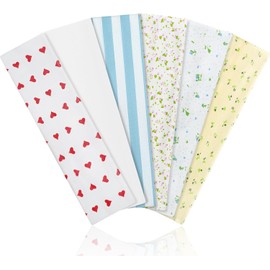 6Pcs Soft Elastic Flower Head Bands, Floral Heart-Stripe Print Elastic Headbands, Floral Thick Stretchy Thick Headbands, Non Slip Heart-Stripe Hairbands for Workout