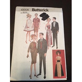 Butterick 6668 Sewing Pattern, Retro 11 1/2" Fashion Doll Clothes, One Size