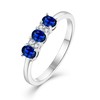 925 Sterling Silver Blue Sapphire Cz 3 Stone Trilogy Promise