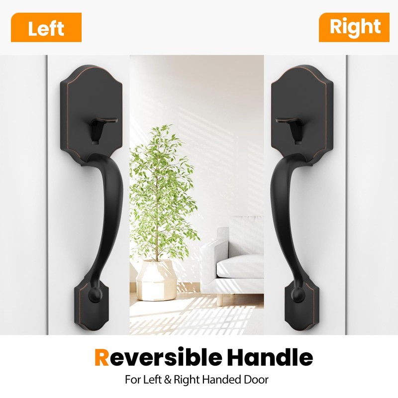HOSOM Front Door Handle Set No Lock Exterior Door Handle