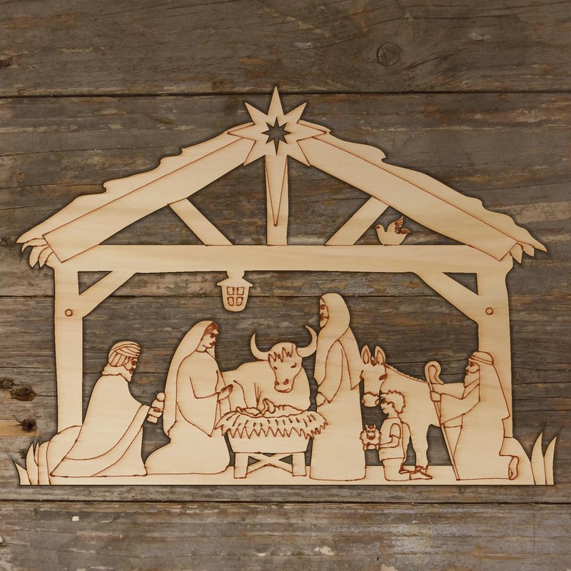 10x Wooden Nativity Manger Scene Craft Shape 3mm Ply Stable