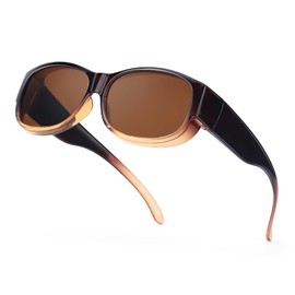 SIPHEW Fit Over Sunglasses Polarised Over Glasses Sunglasses Womens UV400 Protection (L-Gradient Brown/Brown)