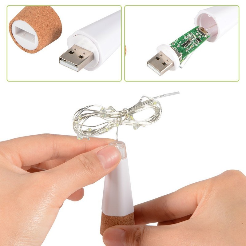 LED Sughero Bottiglia Luci, USB Alimentato Ricaricabile, 1.9 m 20