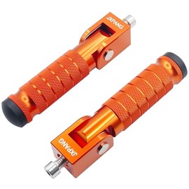 Universal Motorcycle Bicycle Folding Passenger Foot Pegs M8 Back Sets Rear Footrest Sets Foot Pegs Foot Rest Peg Pedals for Bicycle Installation Hole 8 mm (Orange)