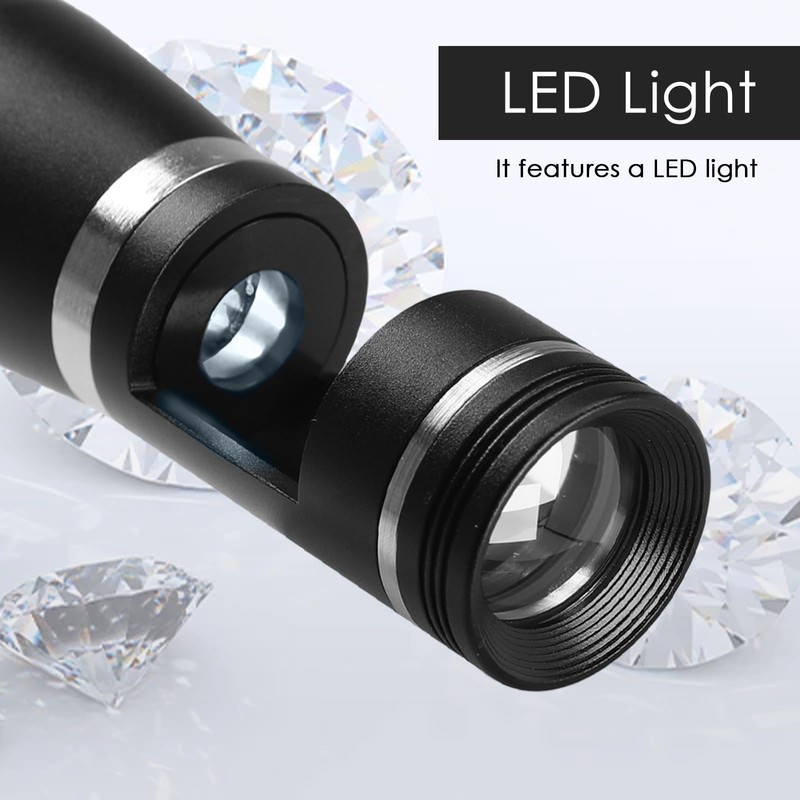 Portable 10x Darkfield Loupe 20.5mm Triplet Lens with LED Light,