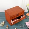 PACKGILO Wooden Storage Box Rustic Desktop Organizer with 3 Drawers