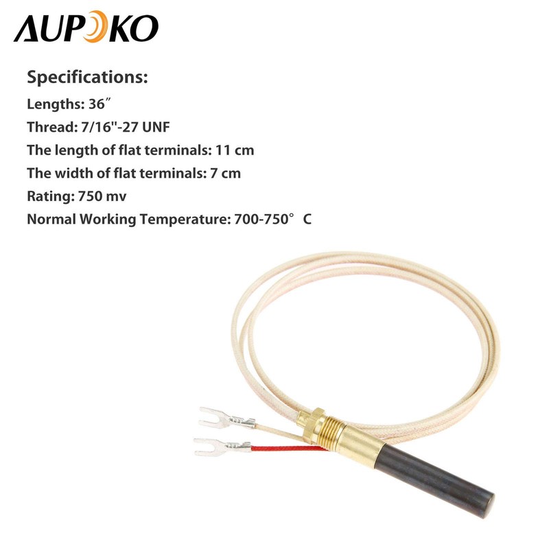 Aupoko Fireplace Millivolt Thermopile Generators 750℃ Temperature Resistance, 36" Long
