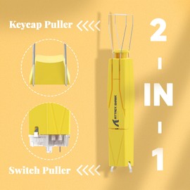 ATTACK SHARK KS01 2-in-1 Keycap Puller and Switch Puller for Mechanical Gaming Keyboards, Adjustable 304 Stainless Steel Keycap Remover, Effortless Switch Remover for Office Home- Yellow