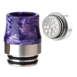 Marble Drip Tip Vape Mouthpiece 810 Standard drip tip spitback prevention vape Vulcan hole cap cover with microfiber cloth (Purple)