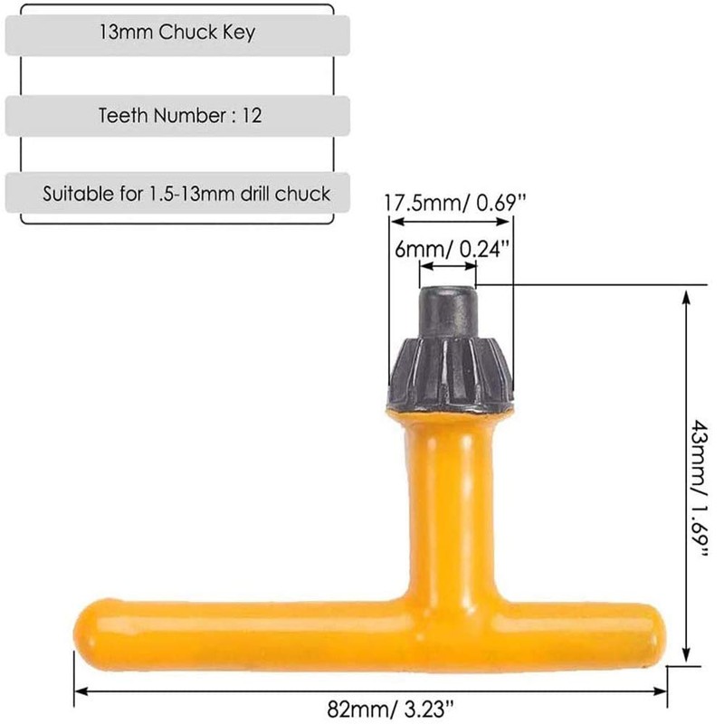 Mesee 3 Packs Drill Chuck Key Set Universal T Shaped