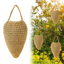 3 Pack Crochet Fake Wasp Nest, 12.6×7.8 Inch Faux Hanging Wasp Hornets Hive Nests Artificial Waterproof Wasp Nest Decoration for Patio Eaves Yard Home (Beige)