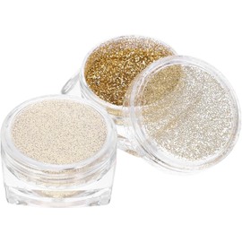 Ipetboom Juego de 2 Pigmentos de Sombra de Ojos Suelta Dorada Brillo y Purpurina, Polvo Mineral de Larga Duración para Fiesta y Uso Personal