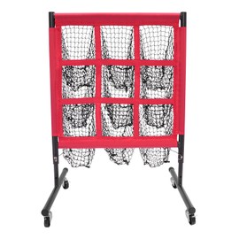 9 Pocket Pitching & Baseball Net with Target Pockets, Rolling Pitcher Trainer Net Height Adjustable Softball Baseball Golf Training Equipment with Strike Zone for Hitting and Pitching