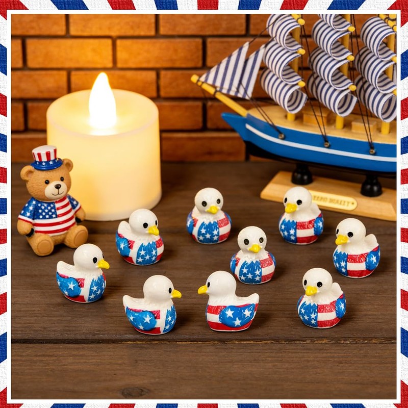 50 Pcs Patriotic Eagle Duck Figurine Mini Resin Veteran Ducks