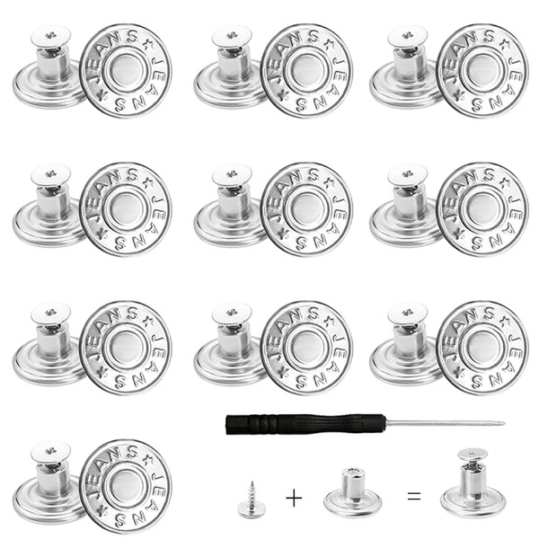 Pack of 10 Adjustable Trousers Replacement Buttons, Replacement Buttons, Jeans