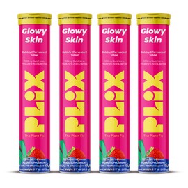 PLIX - THE PLANT FIX PLIX Glowy Skin 500mg Glutathione Supplement with Hyaluronic Acid, Vitamin C, E & Berries | 60 Effervescent Tablets, Strawberry Flavor