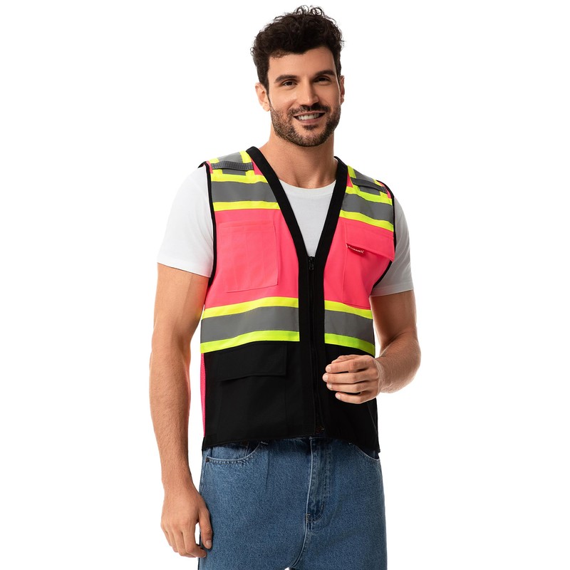 ProtectX 6 Pockets High Visibility Safety Vest for Men Women
