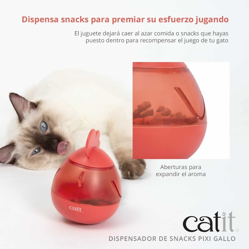 Catit PIXI Treat Dispenser, Interactive Treat Dispensing Cat Toy, Rooster