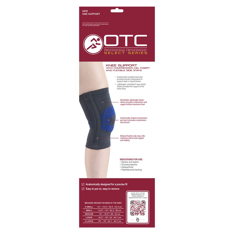 OTC Knee Brace, Compression Recovery, Gel Insert, Flexible Side Stays,