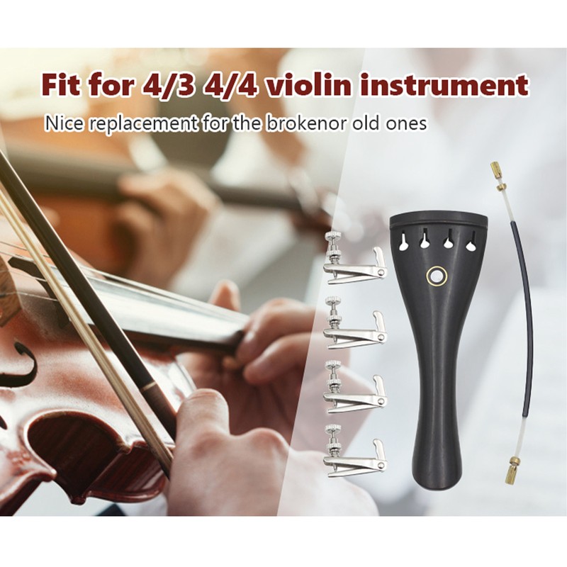 3 in 1 Ebony Tailpiece with Rope Fine Tuners Kits