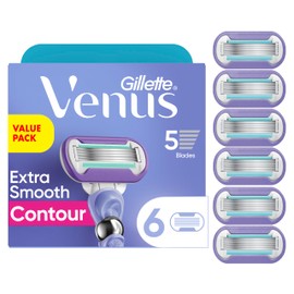 Gillette Venus Deluxe Smooth Swirl Womens Razor Blade Refills, 6 Count, Moisture Ribbon to Protect Against Irritation, Holiday Gifts for Women