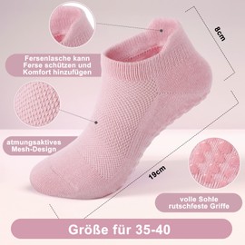 5 Pairs of Stopper Socks Women, Yoga Socks Pilates Socks Non-Slip Socks Women's Non-Slip Socks for Women Yoga Barre Pilates Home Hospital, 35-39, multicoloured