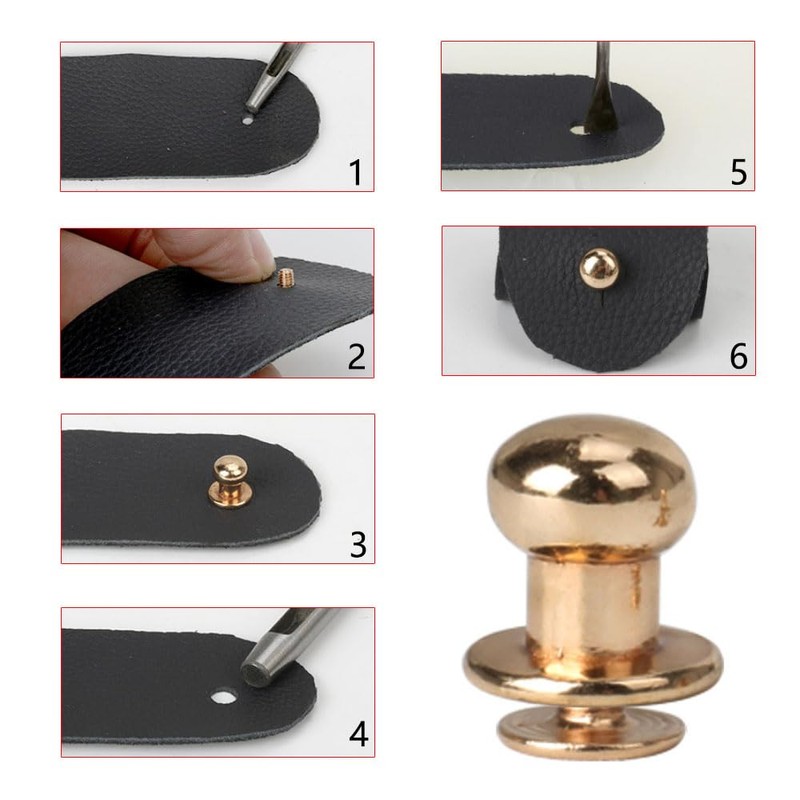 Dtoterul Leather Rivets Pack of 100 Button Rivets Solid Button