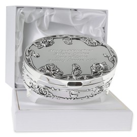 De Walden Goddaughter Gift, Engraved Silver Plated Rose Trinket Box in a Presentation Box, Goddaughter Gift Ideas, Christening Gifts