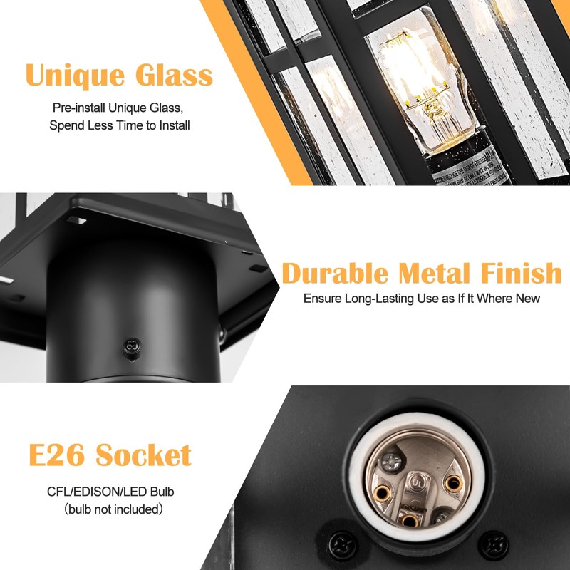 Brilvibera 2 Packs Outdoor Post Light, Black Pole Lantern Lighting