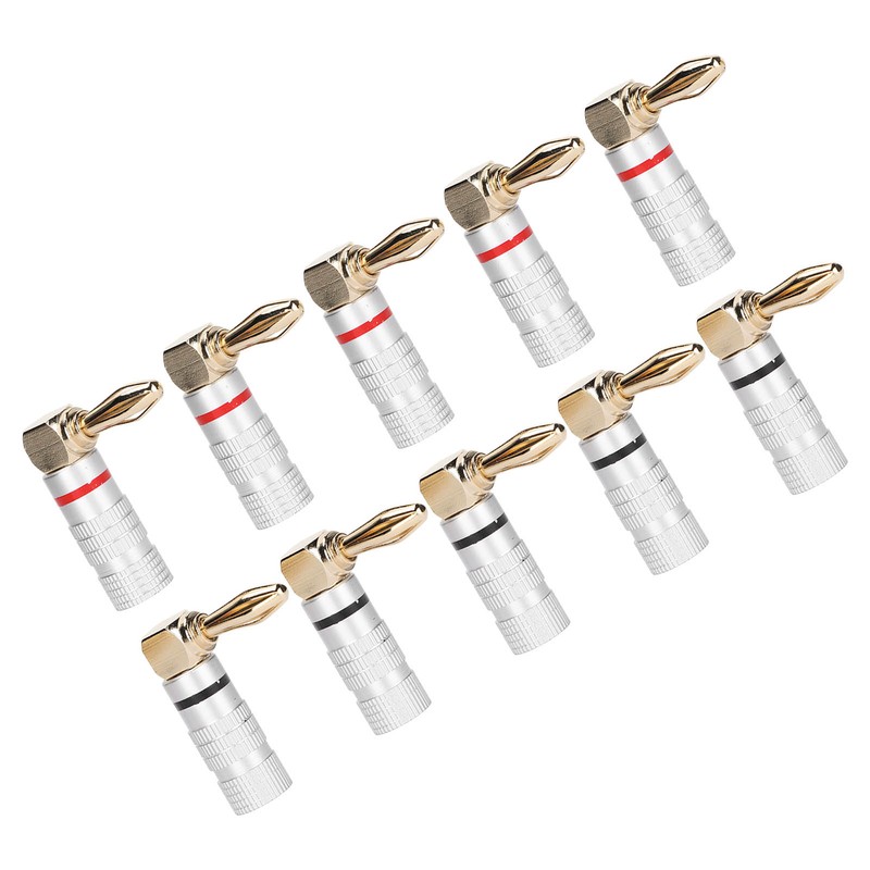 10 Pcs Banana Plugs 24K Copper Gold Plated Aluminum Case